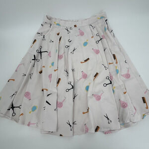 H&R Hearts & Roses Womens 12 Scissors Beauty Theme Rockabilly Circle Skirt Midi